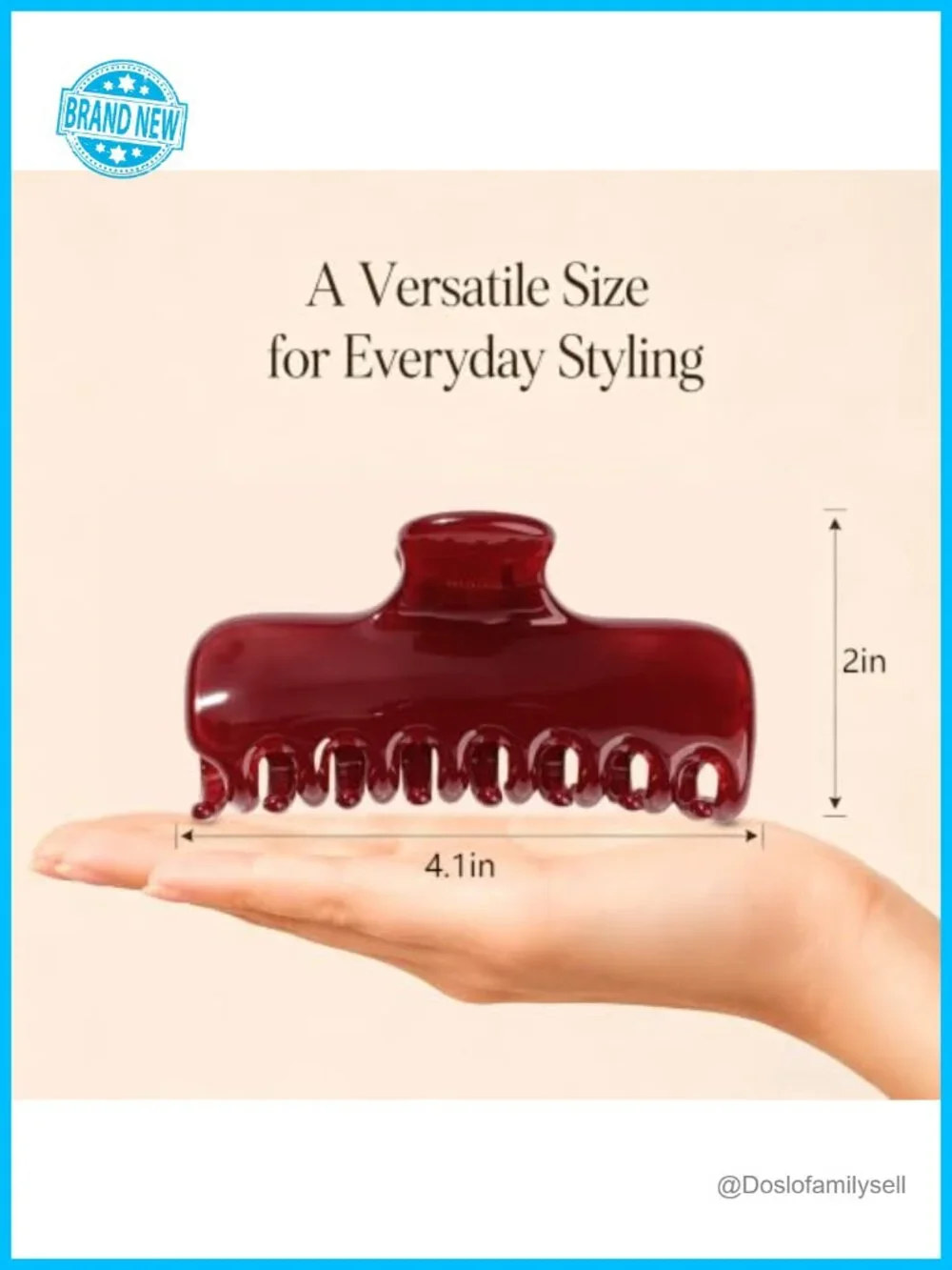 Strong Hold Rectangle Hair Claw Clip for Thick Hair, No Slip, Smooth Rounded